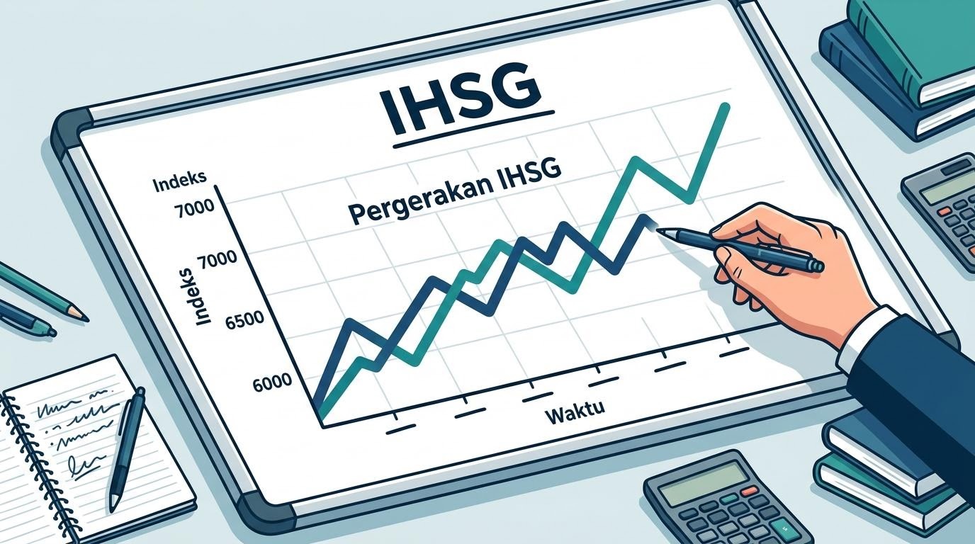 Papan diagram pergerakan IHSG di ruang belajar
