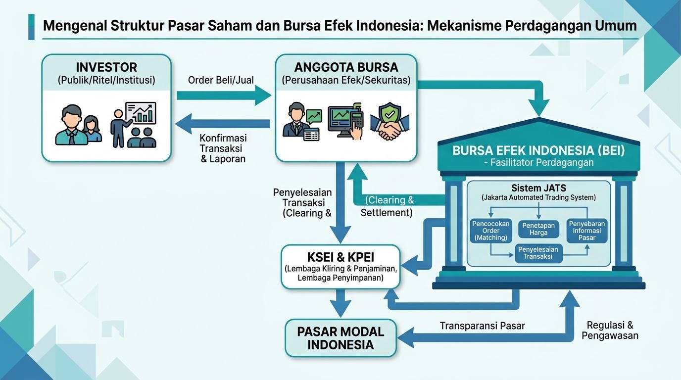Ilustrasi struktur pasar saham dan bursa efek